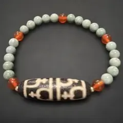 秘蔵天珠‼️西蔵老礦古代伝承風化亀甲寿金剛四眼天珠ブレスレット