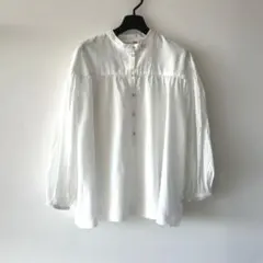 ノーカラー ブラウス