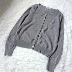 NICE CLAUP カーディガン グレー F 長袖 薄手 シンプル 羽織り 春