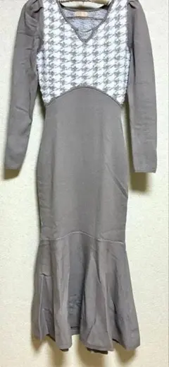 リゼクシー　ハウンドトゥースマーメイドニット　ワンピース