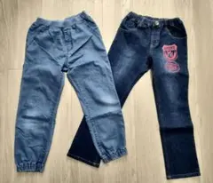 デニム パンツ 2点 セット 130cm 西松屋 ムージョンジョン