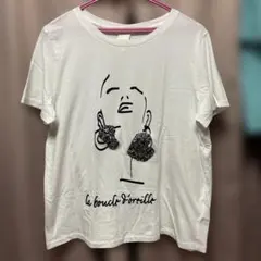 H＆M ラインアート ビジュー Tシャツ ホワイト白T L～XLのサムネイル