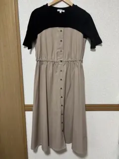 アカチャンホンポ　ドッキングワンピース ブラック　ベージュ　マタニティ　授乳　Mのサムネイル