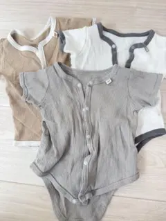 綿100% ボタン付き　前開き半袖ベビー肌着 80cm 3着セット