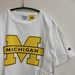 古着　Tシャツ　チャンピオン　T1011 白　S アメリカ製　ミシガン　プリント
