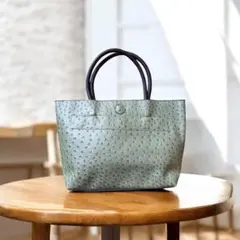 オーストリッチ ハンドバッグ グリーン バッグ