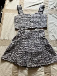 ツイード クロップトップとスカートセット Mサイズ