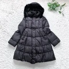 美品 組曲 ファー ダウンコート フード 黒 2way 140〜150 TM