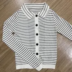 しまむら　KAORU FLASHBLUE 襟付きニットカーディガン M