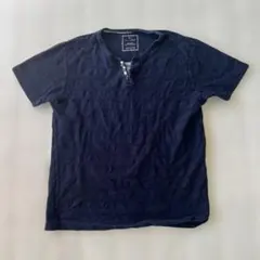 イッカ ikka ヘンリーネック Tシャツ M 紺 メンズ 半袖 無地