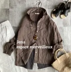 【美品✨】Jena espace 名品リネン混 バッククロスシャツ 背後切替のサムネイル
