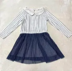 MPS キッズ　ドッキングワンピース　ストライプ　レース　100