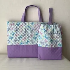 入園入学準備　リボン柄　レッスンバッグ　シューズケース