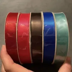 赤売り切れ！サテンリボン　約10m 幅1.6cm ピンク　青　茶色　緑