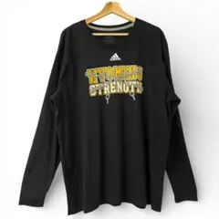 古着adidas ロンT 2XL ブラック ビッグロゴ Climalite