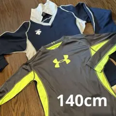 サッカー　トレーニングウエア　長袖２枚　アンダーアーマ、デサント