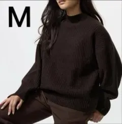 UNIQLO ユニクロ スフレヤーンモックネックセーター M ダークブラウン