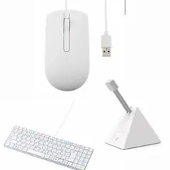 ホワイト PC周辺機器セット キーボード マウス バンジー 値下げ可のサムネイル
