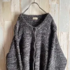 希少 vintage ウール ニット カーディガン グレー レトロ 古着