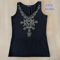CECIL McBEE 黒 ビジュータンクトップ
