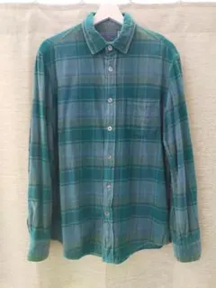 BLUE BLUE　ブルーブルー　ネルシャツ　チェック　グリーン　L