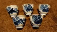 李朝　古染付　煎茶碗　古伊万里　伊万里　５客 李朝 古染付 古伊万里 伊万里 煎茶碗 5客 - メルカリ