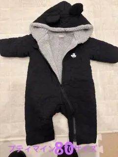 ミッキー耳付きフリースロンパース