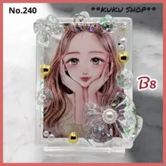 No.240 トレカ ケース デコ 韓国 硬質ケース レジン リボン 花 パール