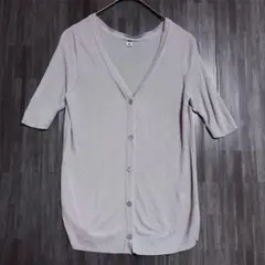 UNIQLO ユニクロ　ライトVネックカーディガン　半袖　グレー　薄手　M