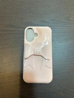 リボン付きピンクソフトケース iPhone16