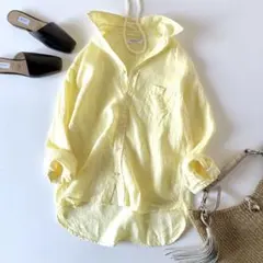 美品♡　ミラオーウェン　麻100%　刺繍　ポケット付きフレンチリネンシャツ