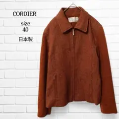 コルディア ジャケット アウター ウール ニット切替 茶色 L 日本製 ワールド