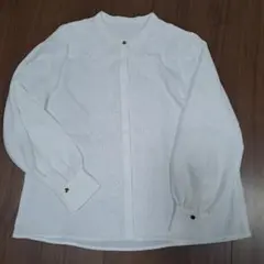 お値下げ　AOKI MeWORK ホワイト シフォン レース長袖ブラウス