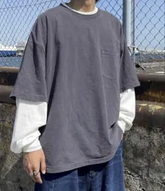 【Kutir】ヴィンテージ加工 オーバーサイズTシャツ Lサイズ
