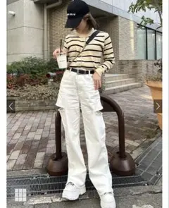 GRL　グレイル スリットダメージワイドパンツ