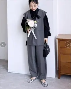 【2点set】reca Vネックベスト×カーブパンツ セット M