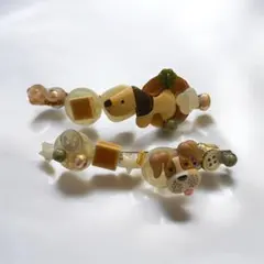 犬モチーフ　ボタンコア　バレッタ　ピン