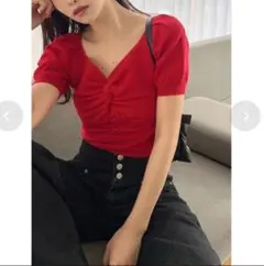 RESEXXYのフロントノットギャザーニット
