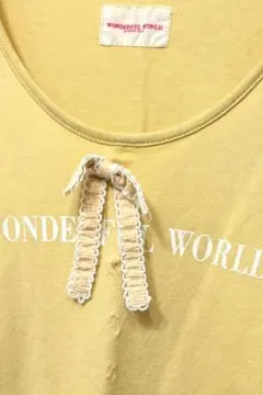 ワンダフルワールド ギンガムチェックリボン付き 長袖 カットソー ピンクハウス