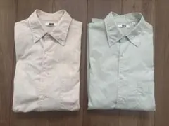 ユニクロU オーバーサイズストライプシャツ M ライトオレンジ ライトグリーン