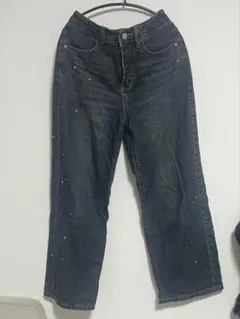DAZY ワイドレッグ デニムパンツ 星柄 ペイント加工のサムネイル