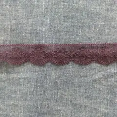 ダークパープル フラワーモチーフ レースリボン