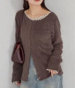 新品　mystic シャギーリブカーディガン　ニット　mline