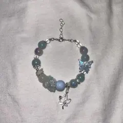 ハンドメイド ブレスレット 青紫 ビーズ