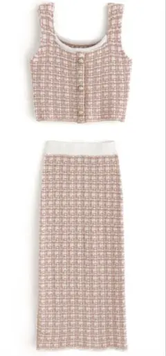 ビスチェXタイトスカートツイードニットセットアップ