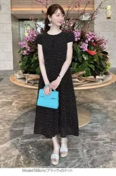神戸レタス　あやぷーさんコラボ　黒　ドット刺繍シャツワンピースのサムネイル