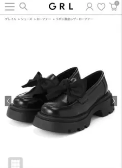 リボン厚底レザーローファー[ci499] ブラック