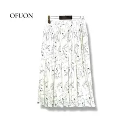 【最終価格】OFUON花柄プリーツスカート M ホワイト ウエストゴム総柄 春夏のサムネイル