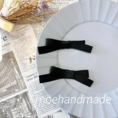 ｟再販｠ブラック リボン ベビーキッズリボン ヘアクリップ 2点セット17