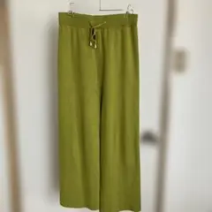 COCA ライムグリーン ニットワイドパンツ イージーパンツ Fサイズ